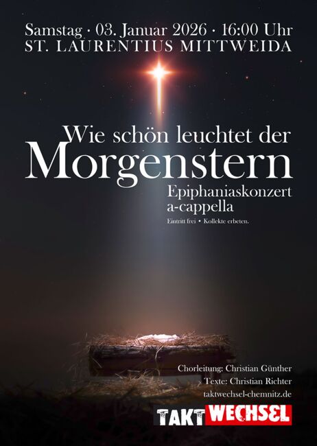 dunkel Plakatmotiv mit dem Stern und der Krippe